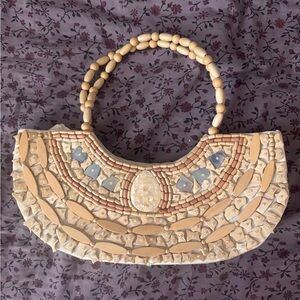 Beaded Cream Decorative Women's Handbag